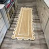 off white Jute Scallop Rug, White Ivory Scalloped Jute Rug, Scalloped Runner Rug