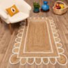 off white Jute Scallop Rug, White Ivory Scalloped Jute Rug, Scalloped Runner Rug, Scalloped Doormats