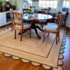 Green Jute Scalloped Rug, Emerald Green Scalloped Runner Rug