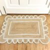 off white Jute Scallop Rug, White Ivory Scalloped Jute Rug, Scalloped Runner Rug, Scalloped Doormats