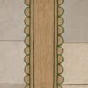 Green Jute Scalloped Rug, Emerald Green Scalloped Runner Rug