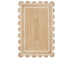 off white Jute Scallop Rug, White Ivory Scalloped Jute Rug, Scalloped Runner Rug, Scalloped Doormats