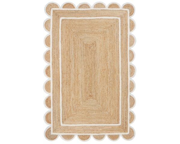 off white Jute Scallop Rug, White Ivory Scalloped Jute Rug, Scalloped Runner Rug, Scalloped Doormats