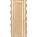 ivory Scallop Wavy Jute Runner Rug, Natural Jute Wave Edge Rug, Scalloped Jute Rug