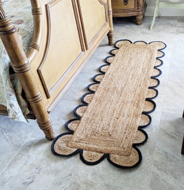 Natural Jute Scallop Rug with Black Trim Scalloped Jute Rug 8x10