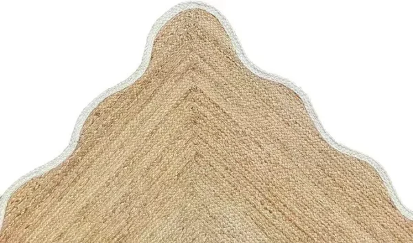 Off White Wavy Jute Rug Bohemian Scalloped Jute Area Rug