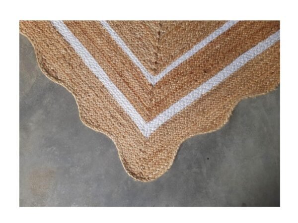 ivory Scallop Wavy Jute Rug, Natural Jute Wave Edge Rug, Scalloped Jute Rug