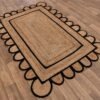 Black Jute Scallop Rug Bohemian Scalloped Jute Rug, Black Scalloped Jute Rug, Scalloped Edge Rug