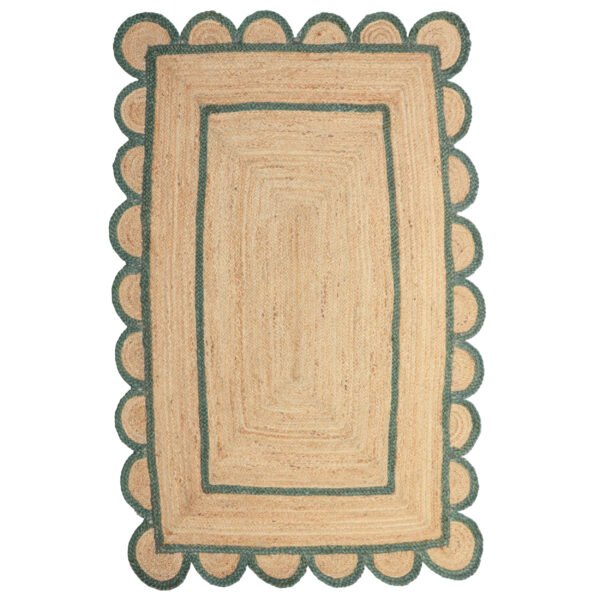 Sage green Scalloped Jute Runner Rug Jute Scallop Rug