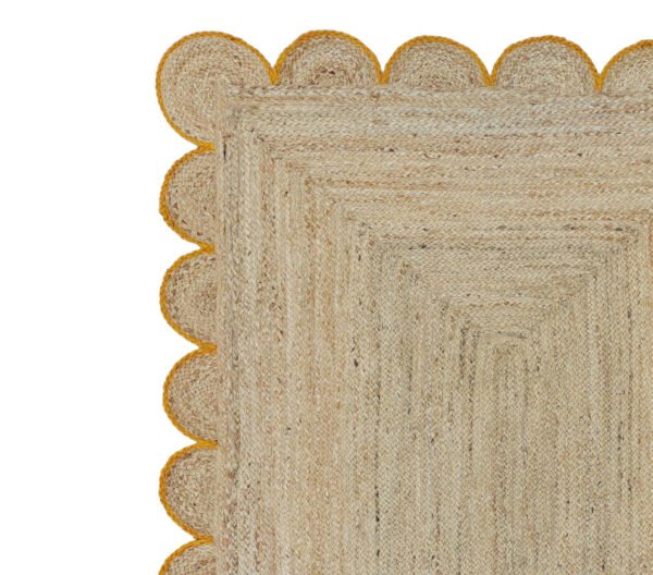 Yellow Jute Scallop Rug Jute Area rug Scalloped jute rug