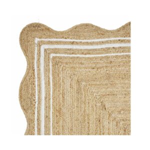 Wave Edge Scalloped Jute Rug Off White Reversible Wavy Jute Rug