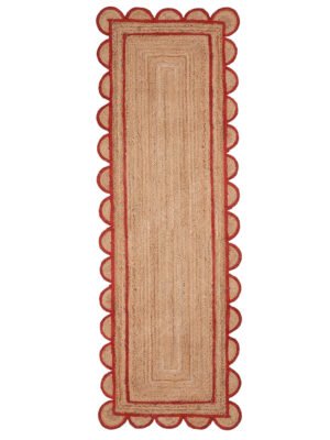 Red Scalloped Jute Runner Rug Jute Scallop Rug