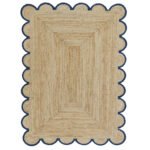 Navy Scalloped Jute Rug 4x6ft Handwoven Jute Scallop Rug