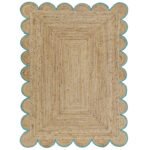 Boho Decor Scalloped jute rug Blue Jute Scallop Rug