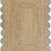 Boho Decor Scalloped jute rug Blue Jute Scallop Rug