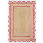 Bohemian Scalloped Jute Rug pink Scalloped Pattern Rug