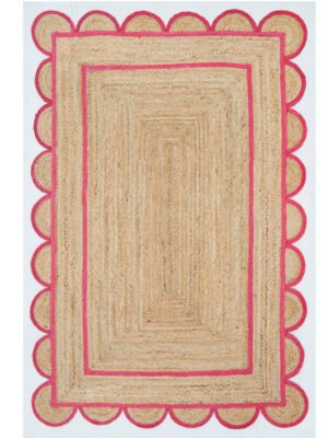 Bohemian Scalloped Jute Rug pink Scalloped Pattern Rug