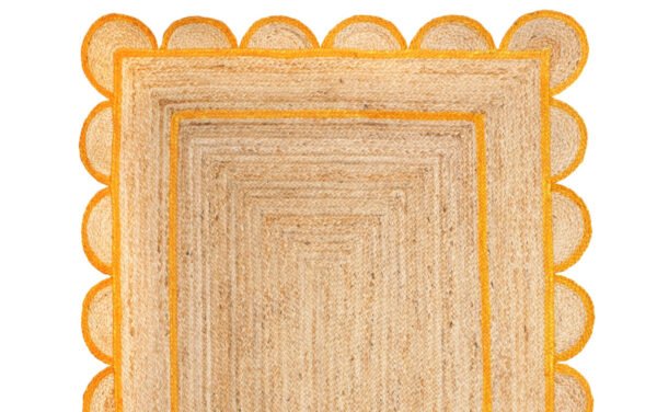 Yellow Jute Scalloped Rug Boho Scalloped Jute Rugs