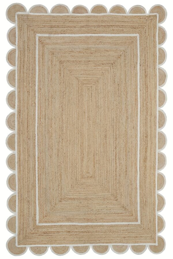 Ivory Scallop Jute Rug Custom Size jute rug Scalloped Edge RugsIvory Scallop Jute Rug Custom Size jute rug Scalloped Edge Rugs