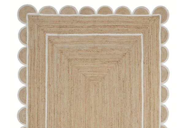 Ivory Scallop Jute Rug Custom Size jute rug Scalloped Edge Rugs