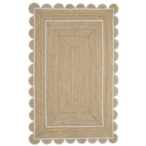 Ivory Scallop Jute Rug Custom Size jute rug Scalloped Edge Rugs