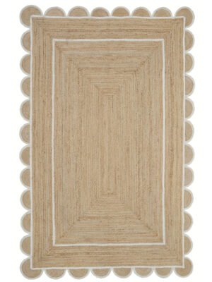 Ivory Scallop Jute Rug Custom Size jute rug Scalloped Edge Rugs