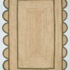 Bottle Green Scalloped Jute Rug , Rectangular Scallop Rug