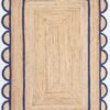 Navy Blue Jute Scallop Rug Boho Decor Scalloped Jute Rug