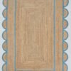 Natural Jute Scallop Rug Blue Edge Scalloped Jute rug