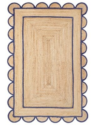 Navy Blue Scalloped Jute Rug Navy Edge Scallop Rug