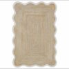 Off White Wavy Jute Rug Bohemian Scalloped Jute Area Rug