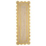 Yellow Jute Scalloped Runner Rug Natural Jute Rug