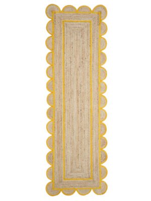 Yellow Jute Scalloped Runner Rug Natural Jute Rug