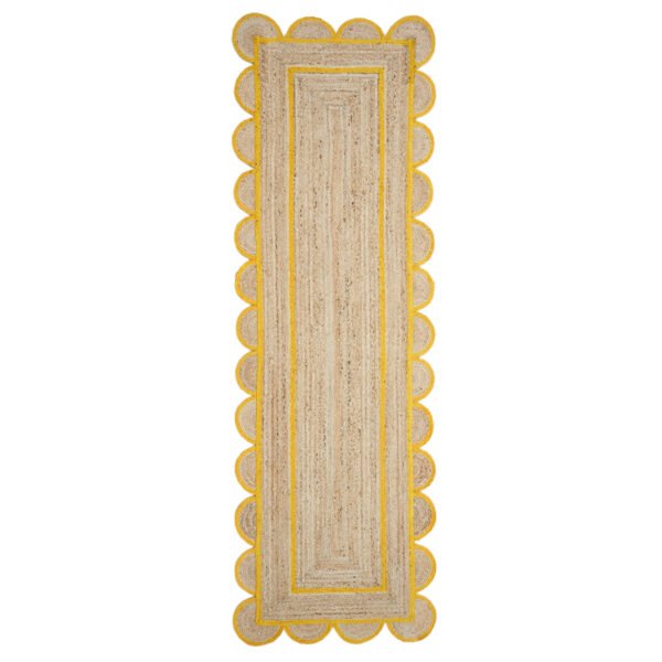 Yellow Jute Scalloped Runner Rug Natural Jute Rug