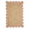 Natural Jute Scallop Rug in Pink trim Scalloped jute rug