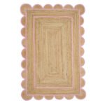 Natural Jute Scallop Rug in Pink trim Scalloped jute rug