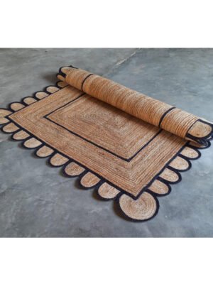 Black Scalloped Jute Rug Scallop Rug Jute Scallop Rug