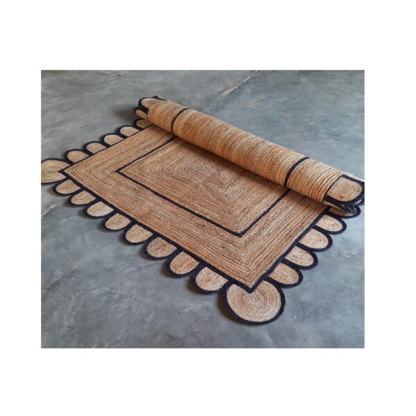 Black Scalloped Jute Rug Scallop Rug Jute Scallop Rug