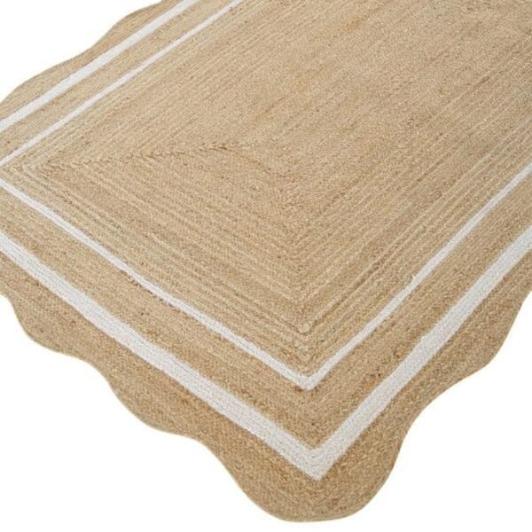 ivory Scallop Wavy Jute Rug, Natural Jute Wave Edge Rug, Scalloped Jute Rug