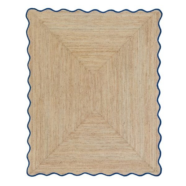 Wavy Jute Scallop Rug Navy Blue Scalloped Jute Rug Large