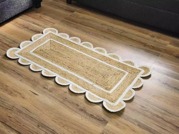 Off White Scalloped Runner Rug Jute Runner Rug