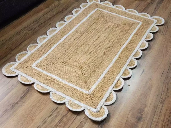 Off White Scalloped Runner Rug Jute Runner Rug