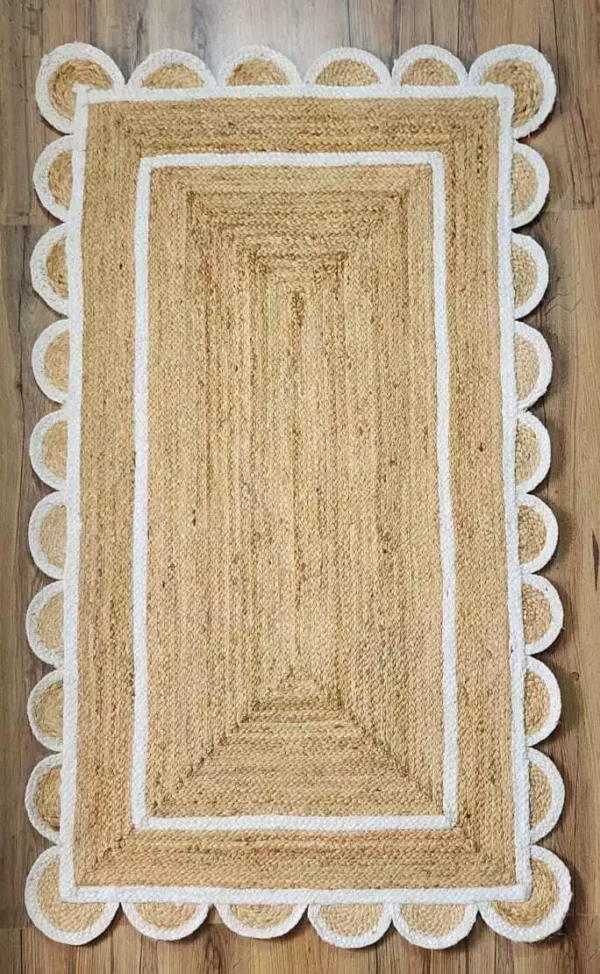 Off White Scalloped Runner Rug Jute Runner Rug