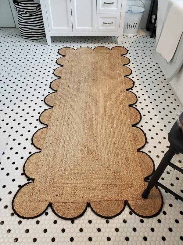 Natural Jute Scallop Rug with Black Trim Scalloped Jute Rug 8x10