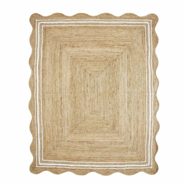 Wave Edge Scalloped Jute Rug Off White Reversible Wavy Jute Rug